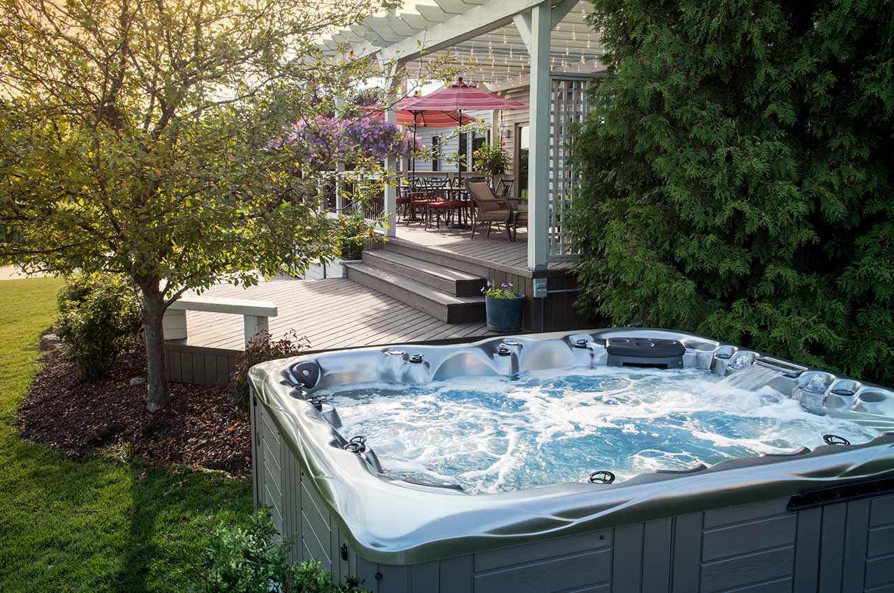 Hot tub backyard install idea