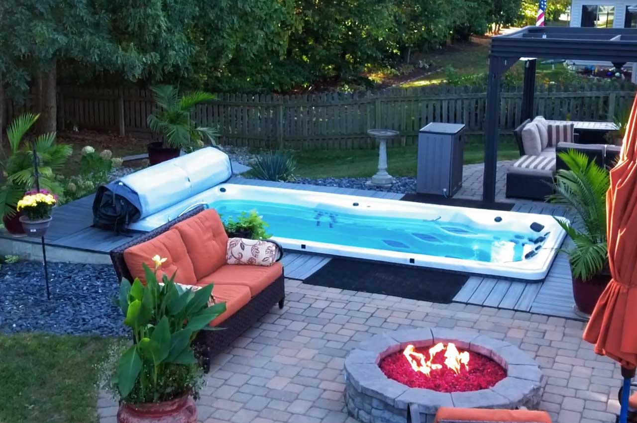 Swim Spa firepit a& seating
